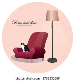 Vector illustration cat sits on a chair