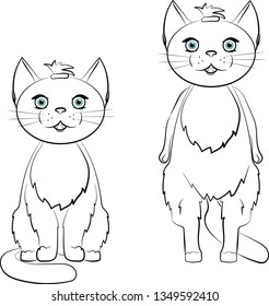 vector illustration cat sits and stands coloring. transparent background
