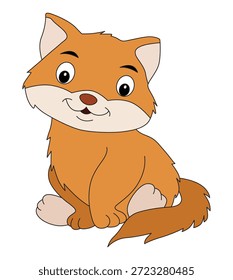Vector illustration cat is sitting on the in smiling