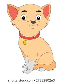 Ilustración vectorial un gato sentado sonriendo