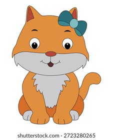 Ilustración vectorial gato sentado sonriendo