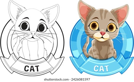 Vector illustration of a cat, sketched and colored