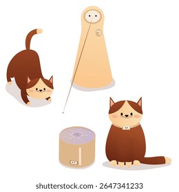Vector illustration of a cat with smart gadgets for a pet