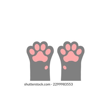 Vector illustration of cat soft gray paw on white background