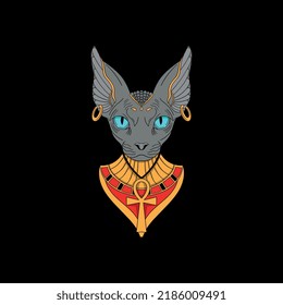 ilustración vectorial del esfinge del gato.diosa de Egypt Bastet