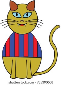 vector illustration of cat with sport uniform, like mascot with football t-shirt