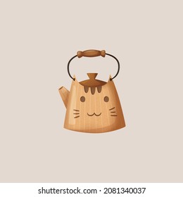 Vector illustration of cat teapot.