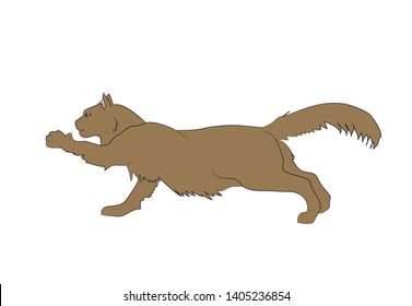 vector illustration of a cat that lapsing a paw, drawing color, vector, white background