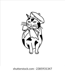 vector illustration of a cat wearing a hat