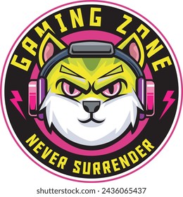 Vector Illustration of Cat wearing Headphone with Vintage Hand Drawing Style Available for Tshirt Design