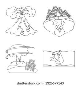 Vector illustration of cataclysm and disaster icon. Collection of cataclysm and apocalypse  stock symbol for web.