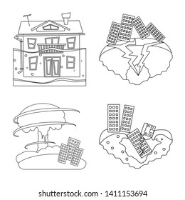 Vector illustration of cataclysm and disaster icon. Set of cataclysm and apocalypse  stock vector illustration.