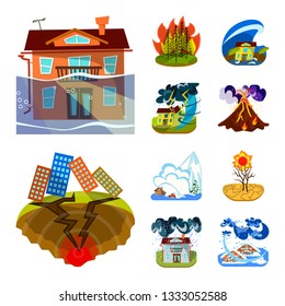 Vector illustration of cataclysm and disaster sign. Collection of cataclysm and apocalypse  vector icon for stock.