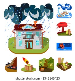 Vector illustration of cataclysm and disaster sign. Collection of cataclysm and apocalypse  stock symbol for web.
