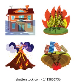 Vector illustration of cataclysm and disaster sign. Collection of cataclysm and apocalypse  vector icon for stock.
