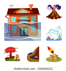 Vector illustration of cataclysm and disaster symbol. Set of cataclysm and apocalypse  vector icon for stock.