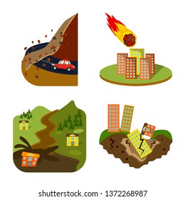 Vector illustration of cataclysm and disaster symbol. Set of cataclysm and apocalypse  stock symbol for web.