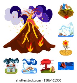Vector illustration of cataclysm and disaster symbol. Collection of cataclysm and apocalypse  stock symbol for web.