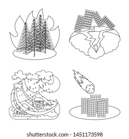 Vector illustration of cataclysm and disaster symbol. Collection of cataclysm and apocalypse stock vector illustration.