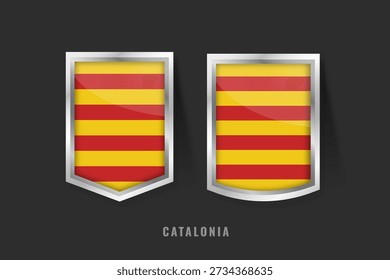 Vector Illustration of CATALONIA Label Logo. CATALONIA Badge Sign CATALONIA With Flag, Catalonian Product Label Banners Template.