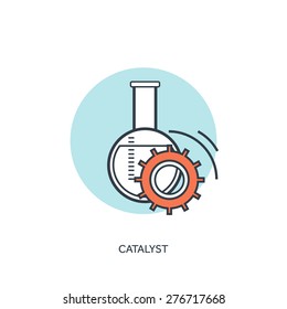  Vector Illustration. Catalyst. Flat Web Internet Icon. Flask Set.