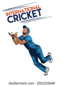 Vector illustration of Catcher playing international cricket sports