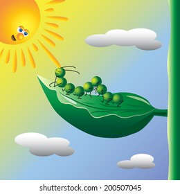Vector illustration of caterpillar on the sun