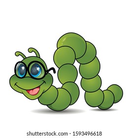 Vector illustration caterpillar. Sign or logo in the form of a caterpillar, painted in color. Insect mascot.