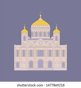 Vector illustration of Cathedral of Christ the Savior.
Moscow building. Flat Style. Russia country symbol