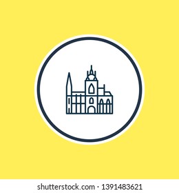 Vector illustration of cathedral icon line. Beautiful history element also can be used as prague castle icon element.