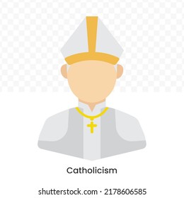 Vector illustration of Catholicism icon in dark color and transparent background(png).