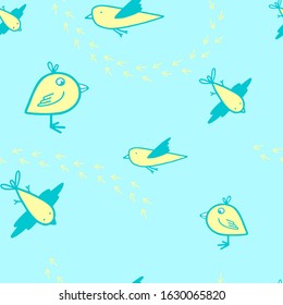 Vector illustration of cats and birds