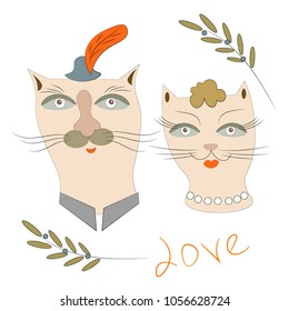 Vector illustration. Cats family. Cute animal.