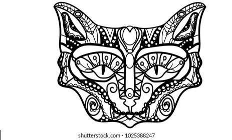 vector illustration of a cat's muzzle in the style of a zentagle