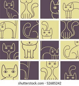 vector illustration of cats pattern