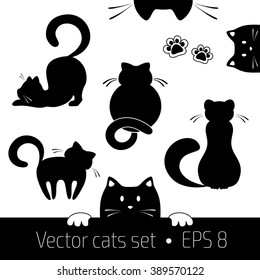 Vector illustration of cats. Set of vector cats. Cat logo concept. Pet shop concept. Pet care concept.