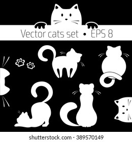 Vector illustration of cats. Set of vector cats. Cat logo concept. Pet shop concept. Pet care concept.