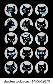 Vector illustration of cats. Set of vector cats. Cute cartoon kitties. 