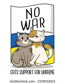 A vector illustration of cats supporting Ukraine, no war