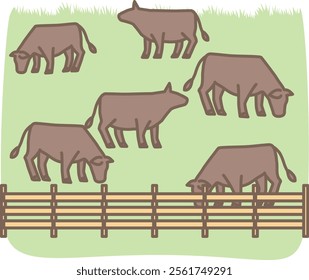 Vector illustration of a cattle ranching landscape