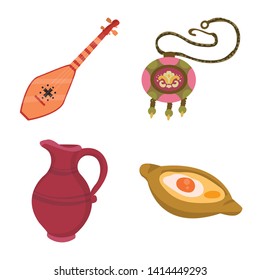 Vector illustration of Caucasus and traditions sign. Collection of Caucasus and attributes stock symbol for web.