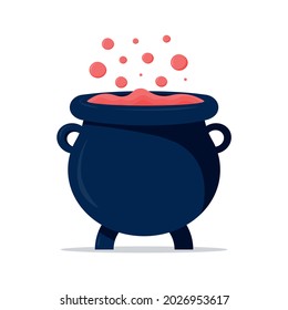 Vector illustration of cauldon. Witches cauldron. Happy Halloween. Halloween eve. White background