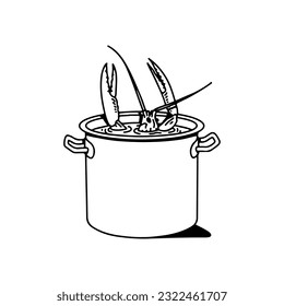 vector illustration of a cauldron filled with lobsters
