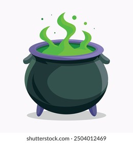 A vector illustration of a cauldron filled with potion, perfect for Halloween holiday designs and festive decorations.