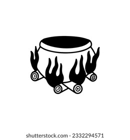 vector illustration of a cauldron with fire