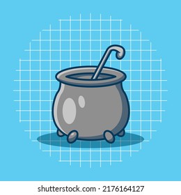Vector illustration of cauldron in flat cartoon style