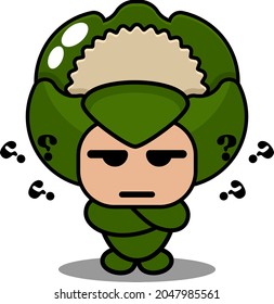 vector illustration of cauliflower vegetable mascot costume character cartoon with annoyed expression