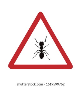 Vector illustration caution ant on white background. Symbol of attention on insect.