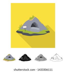 Vector illustration of cave and bear logo. Set of cave and rock stock symbol for web.