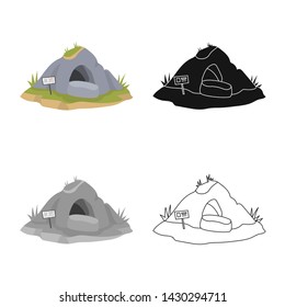 Vector illustration of cave and bear symbol. Collection of cave and rock stock symbol for web.